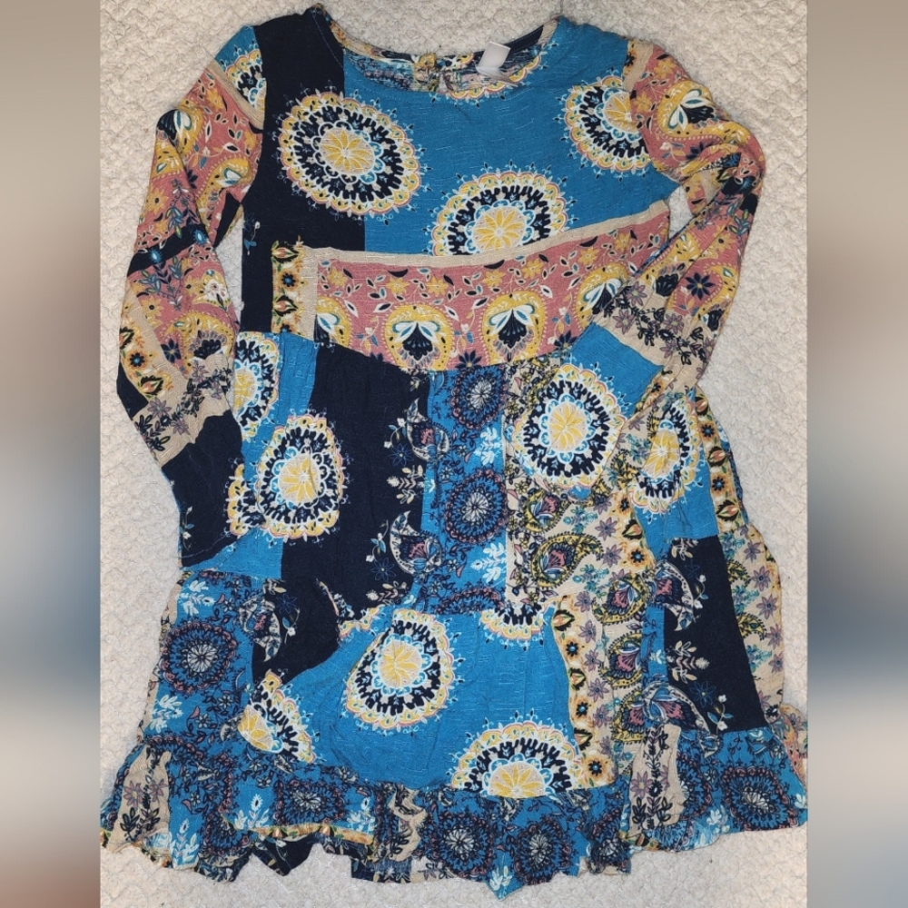 Girls Xhilaration Boho Style Long Sleeve Dress Size Small 6-6X